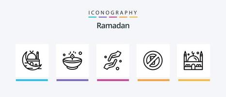 Ramadán línea 5 5 icono paquete incluso islámico. islámico. Ramadán. banquete. musulmán. creativo íconos diseño vector