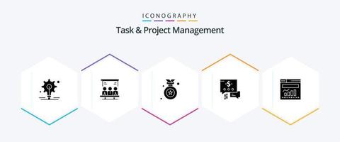 Task And Project Management 25 Glyph icon pack including . mail . user. chat . medal vector