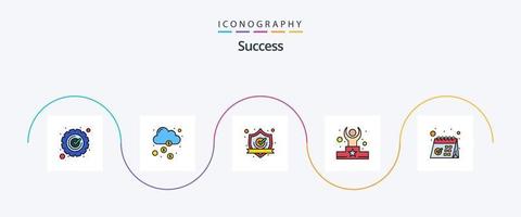 éxito línea lleno plano 5 5 icono paquete incluso ganador. competencia. dólar. blindaje. Guardia vector