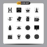 Universal Icon Symbols Group of 16 Modern Solid Glyphs of gear sustainable cup recycling china Editable Vector Design Elements