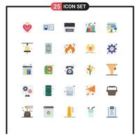 Mobile Interface Flat Color Set of 25 Pictograms of loss downfall information down film flap Editable Vector Design Elements