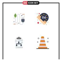 Universal Icon Symbols Group of 4 Modern Flat Icons of bio connect electricity call document Editable Vector Design Elements