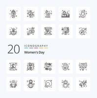 20 Womens Day Line icon Pack like breast cancer celebrate female women vector