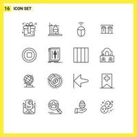 Pictogram Set of 16 Simple Outlines of stop media mouse spices paper Editable Vector Design Elements