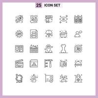 Set of 25 Modern UI Icons Symbols Signs for mobile development protection watching eye Editable Vector Design Elements