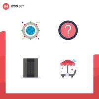 4 Thematic Vector Flat Icons and Editable Symbols of globe information expand faq athletics Editable Vector Design Elements