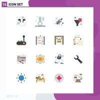 16 Universal Flat Color Signs Symbols of joy stick controller fly gear filter filter Editable Pack of Creative Vector Design Elements