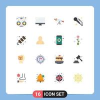 Flat Color Pack of 16 Universal Symbols of art voice imac zoom space Editable Pack of Creative Vector Design Elements