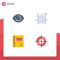 4 User Interface Flat Icon Pack of modern Signs and Symbols of eye education vision plastic medical Editable Vector Design Elements
