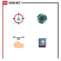 Flat Icon Pack of 4 Universal Symbols of management labyrinth target business maze Editable Vector Design Elements