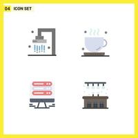Modern Set of 4 Flat Icons and symbols such as bath server shower office web Editable Vector Design Elements