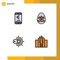 Stock Vector Icon Pack of 4 Line Signs and Symbols for mobile sun online egg weather Editable Vector Design Elements