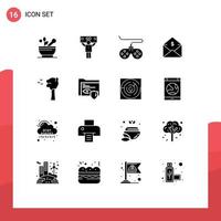 16 Thematic Vector Solid Glyphs and Editable Symbols of arbor money controller money dollar Editable Vector Design Elements