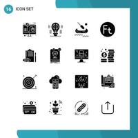 Group of 16 Solid Glyphs Signs and Symbols for backlog hungary thinking hungarian currency Editable Vector Design Elements