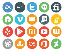 20 social medios de comunicación icono paquete incluso gañido valores abierto fuente pregunta cometa brillante vector