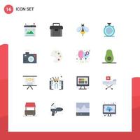 Set of 16 Modern UI Icons Symbols Signs for camera nonstop bee flow action Editable Pack of Creative Vector Design Elements