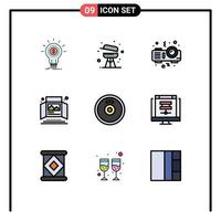 Universal Icon Symbols Group of 9 Modern Filledline Flat Colors of barbell print ad summer print ad Editable Vector Design Elements