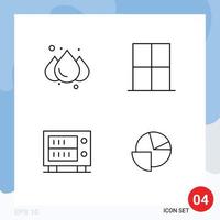 Pack of 4 Modern Filledline Flat Colors Signs and Symbols for Web Print Media such as rain money furniture room analytics Editable Vector Design Elements