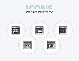 Website Wireframe Line Icon Pack 5 Icon Design. website. page. text. internet. website vector