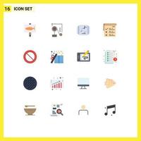 Pictogram Set of 16 Simple Flat Colors of set ban collection qa testing Editable Pack of Creative Vector Design Elements