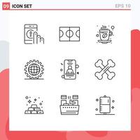 Set of 9 Modern UI Icons Symbols Signs for programing development cup design hot Editable Vector Design Elements