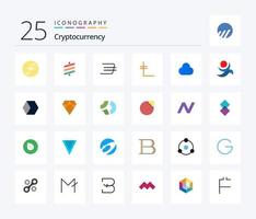 Cryptocurrency 25 Flat Color icon pack including coin. crypto currency. cryptocurrency. crypto. leo coin vector