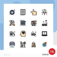 Set of 16 Modern UI Icons Symbols Signs for music ribbon pinch science lab science Editable Creative Vector Design Elements