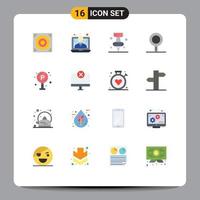 16 Thematic Vector Flat Colors and Editable Symbols of computers traffic marker life stew pan Editable Pack of Creative Vector Design Elements