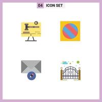 Set of 4 Commercial Flat Icons pack for copy right message law photo garden Editable Vector Design Elements