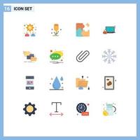 16 Universal Flat Color Signs Symbols of folder lock application security computer Editable Pack of Creative Vector Design Elements