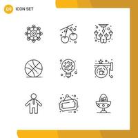 User Interface Pack of 9 Basic Outlines of innovation generation chandelier usa ball Editable Vector Design Elements