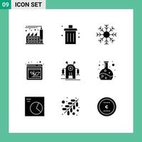User Interface Pack of 9 Basic Solid Glyphs of human growth cold browser winter Editable Vector Design Elements