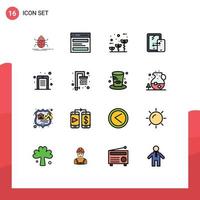 16 Universal Flat Color Filled Line Signs Symbols of technology connection interface mobile globe Editable Creative Vector Design Elements