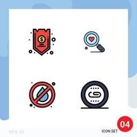 Pictogram Set of 4 Simple Filledline Flat Colors of safe no fire funds love camping Editable Vector Design Elements