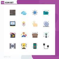 Group of 16 Modern Flat Colors Set for warning notification globe error folder Editable Pack of Creative Vector Design Elements