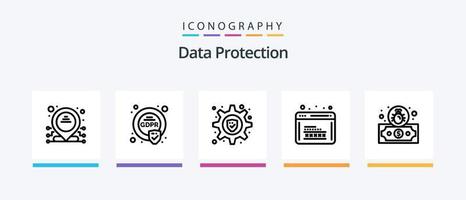 datos proteccion línea 5 5 icono paquete incluso seguridad. insignia. proteccion. identificación. seguridad. creativo íconos diseño vector