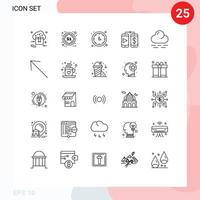 25 Universal Lines Set for Web and Mobile Applications cloud dollar target mobile timer Editable Vector Design Elements