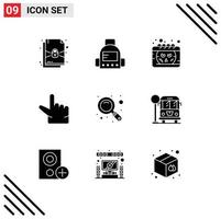 Universal Icon Symbols Group of 9 Modern Solid Glyphs of bus stop city halloween zoom magnifier Editable Vector Design Elements