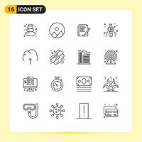 Pack of 16 Modern Outlines Signs and Symbols for Web Print Media such as multimedia cloud form finance calculate Editable Vector Design Elements