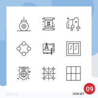 9 User Interface Outline Pack of modern Signs and Symbols of architecture toy electrical rattle baby toy Editable Vector Design Elements