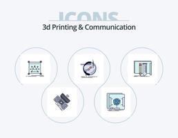 3d impresión y comunicación línea lleno icono paquete 5 5 icono diseño. comunicación. transmisión. red. cambiar el tamaño edición vector