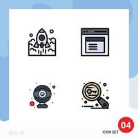 Group of 4 Filledline Flat Colors Signs and Symbols for launch user startup communication computer Editable Vector Design Elements