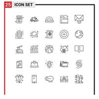 Mobile Interface Line Set of 25 Pictograms of folder seo mountain scale measure Editable Vector Design Elements