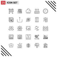 25 User Interface Line Pack of modern Signs and Symbols of party event post celebration weather Editable Vector Design Elements