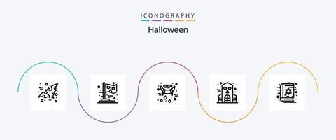 Halloween Line 5 Icon Pack Including holy. book. halloween. haunted house. halloween vector