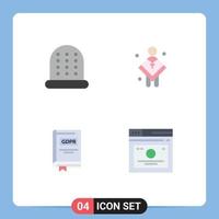 Set of 4 Vector Flat Icons on Grid for sewing gdpr church preacher story Editable Vector Design Elements