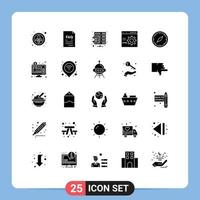 Solid Glyph Pack of 25 Universal Symbols of programming develop support coding setting Editable Vector Design Elements