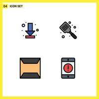 Universal Icon Symbols Group of 4 Modern Filledline Flat Colors of download documents full cooking sealed Editable Vector Design Elements