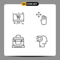 Stock Vector Icon Pack of 4 Line Signs and Symbols for online box monitor up treasure Editable Vector Design Elements