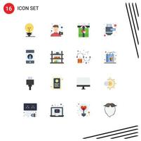 Set of 16 Vector Flat Colors on Grid for friend hdmi portrait extension heart Editable Pack of Creative Vector Design Elements